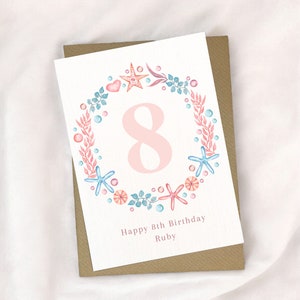 Tarjeta de cumpleaños del océano de cualquier edad, tarjeta de cumpleaños bonita, tarjeta de cumpleaños personalizada, tarjeta de cumpleaños personalizada de la edad, tarjeta de cumpleaños para niños