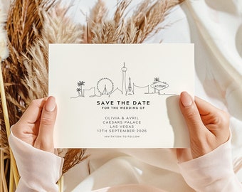 Las Vegas réservez la date, réservez la date, faire-part de mariage, invitation de fiançailles, réservez la date de mariage, papeterie de mariage, papeterie