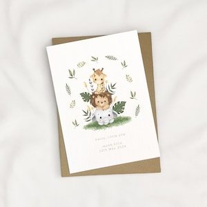 carte personnalisée animaux de safari de tout âge, carte d'anniversaire animal personnalisée, carte d'anniversaire personnalisée, carte d'anniversaire pour enfants