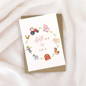 farm birthday card, personalised farm animals birthday card, personalised birthday card, childrens birthday card,personalised card