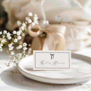 Marque-places de mariage modernes imprimés avec noeud, marque-places de mariage, papeterie de table de mariage, cartes de visite, papeterie le jour