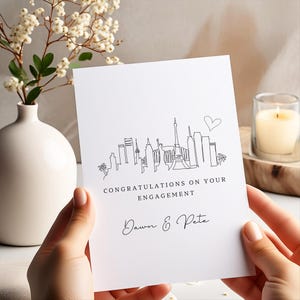 Tarjeta de compromiso de Las Vegas, tarjeta de compromiso personalizada, felicitaciones de compromiso, tarjeta de felicitación