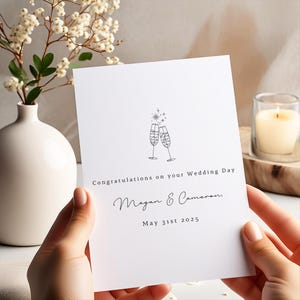 carte de mariage champagne, carte de jour de mariage, carte de mariage personnalisée, carte de voeux, félicitations