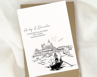 Venice engagement card, Italy engagement, engagement card, personalised engagement, congratulations engagement, greeting card