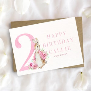 2a tarjeta de cumpleaños, tarjeta de conejo, tarjeta de cumpleaños personalizada, tarjeta de cumpleaños para niños, tarjeta de felicitación, tarjeta personalizada