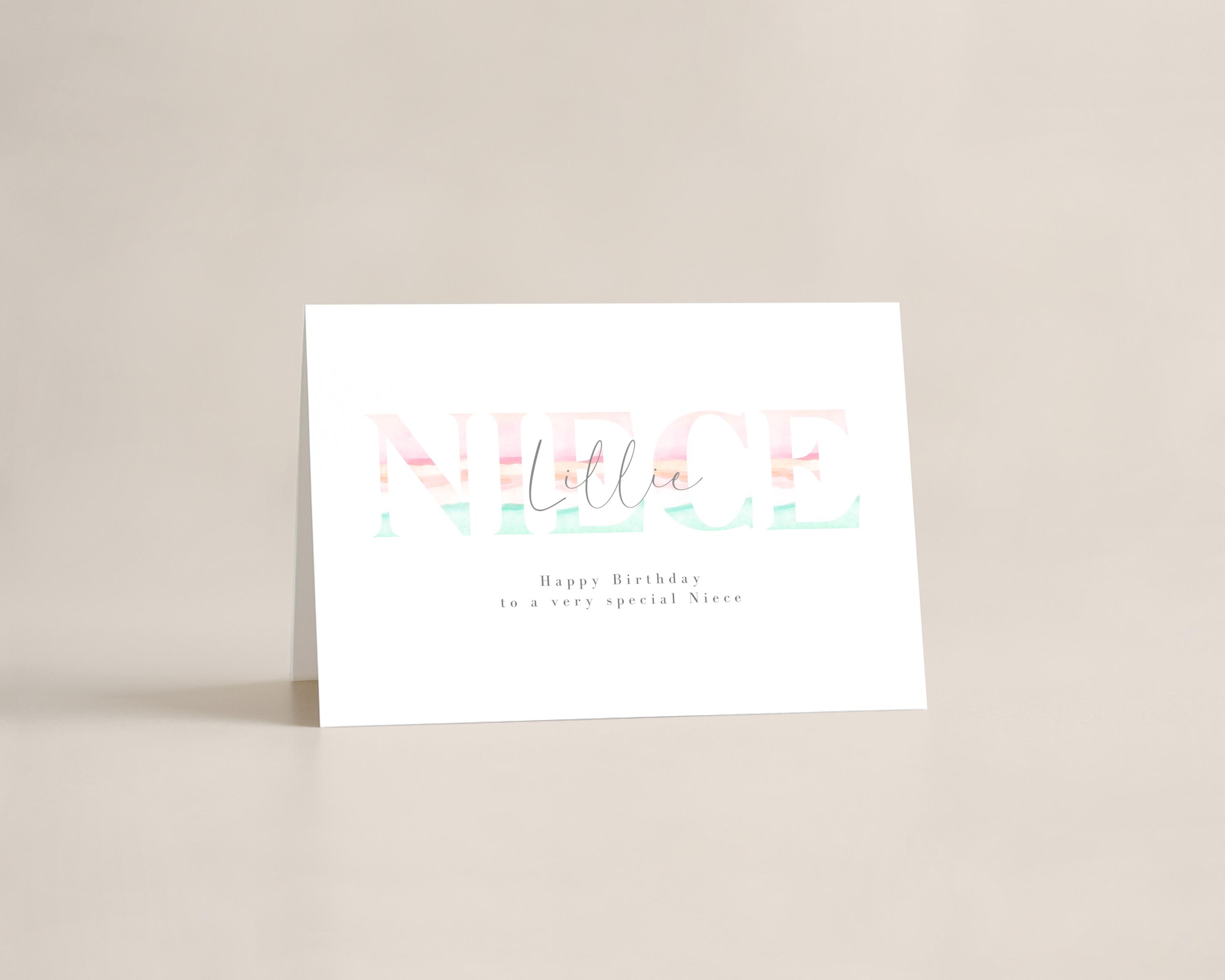 Tarjeta De Cumpleaños Para Sobrina – Diseño Adorable De Oso Con Precioso Verso, Tamaño 7x5"