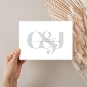 carte personnalisée le jour du mariage, le jour du mariage, initiales personnalisées, le jour du mariage