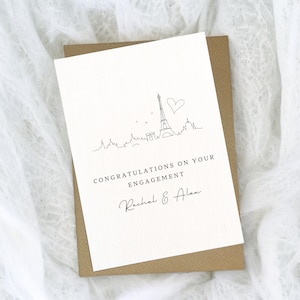 Paris engagement card, Eiffel Tower, engagement card, personalised engagement card, engaged in Paris, Greeting card, congratulations