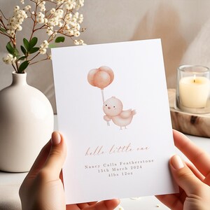 neue Baby-Mädchen-Karte, personalisierte Küken-Baby-Mädchen-Karte, Willkommen auf der Welt, Glückwunsch neues Baby, personalisierte Babykarte