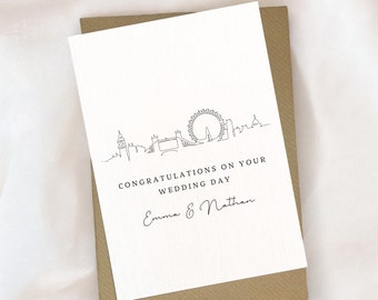 London wedding day card, London Wedding, wedding day, personalised wedding card, greeting card, congratulations