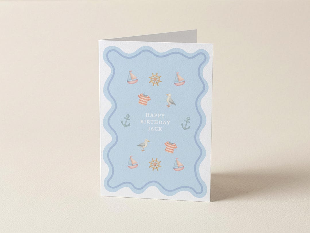Personalised Boat Theme Birthday Card, Nautical Card, Any Age ...