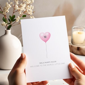 neue Baby Mädchen Karte, Baby Mädchen Karte, Willkommen auf der Welt, Glückwunsch neues Baby, personalisierte Babykarte, Grußkarte, Baby Mädchen