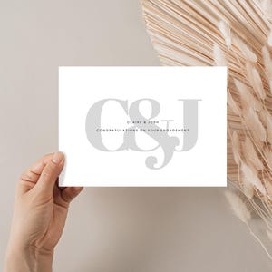 initialen verlovingskaart, verlovingskaart, gepersonaliseerde verloving, bruiloft, wenskaart, gepersonaliseerde kaart