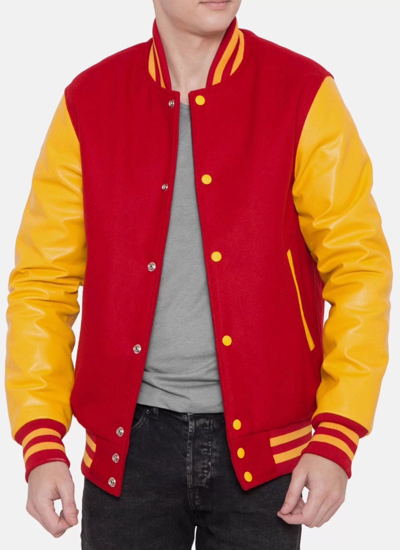 Mens Iconic Red and Yellow Varsity Jacket 