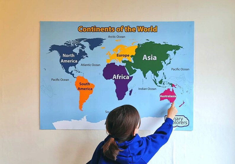 Continents World Map for Schools - 100cm X 71cm - Etsy