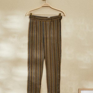 Vintage striped straight silk pants