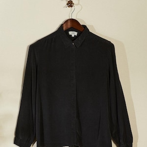 Vintage schwarzes Seidenhemd