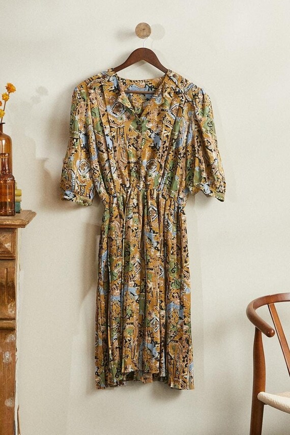 ethical green midi dress Green Midi Length Wrap Dress Made with Vegan Silk Medium