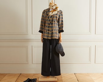 Vintage gray plaid straight jacket