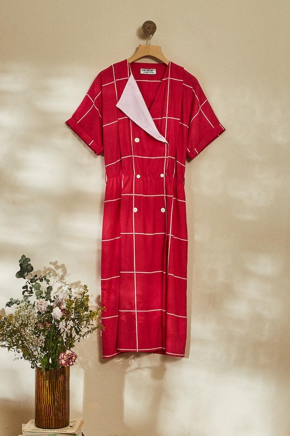 pink check midi dress Womens Lipsy Red/Pink Gingham Check Print Strappy Shirred Midi Dress US 14