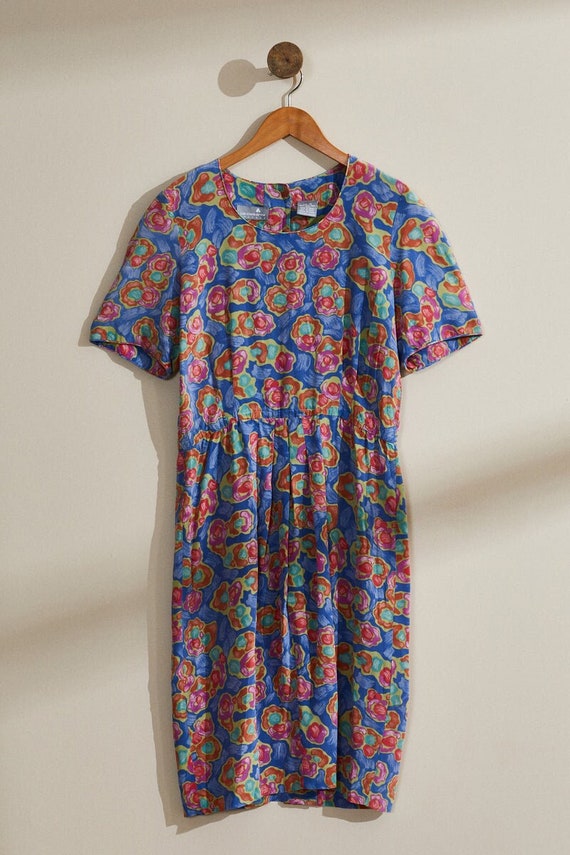 vintage floral silk dress Dolce & Gabbana Vintage 2002 Silk Iridescent Ivory Watercolor Floral Mini Dress (Large) sororit