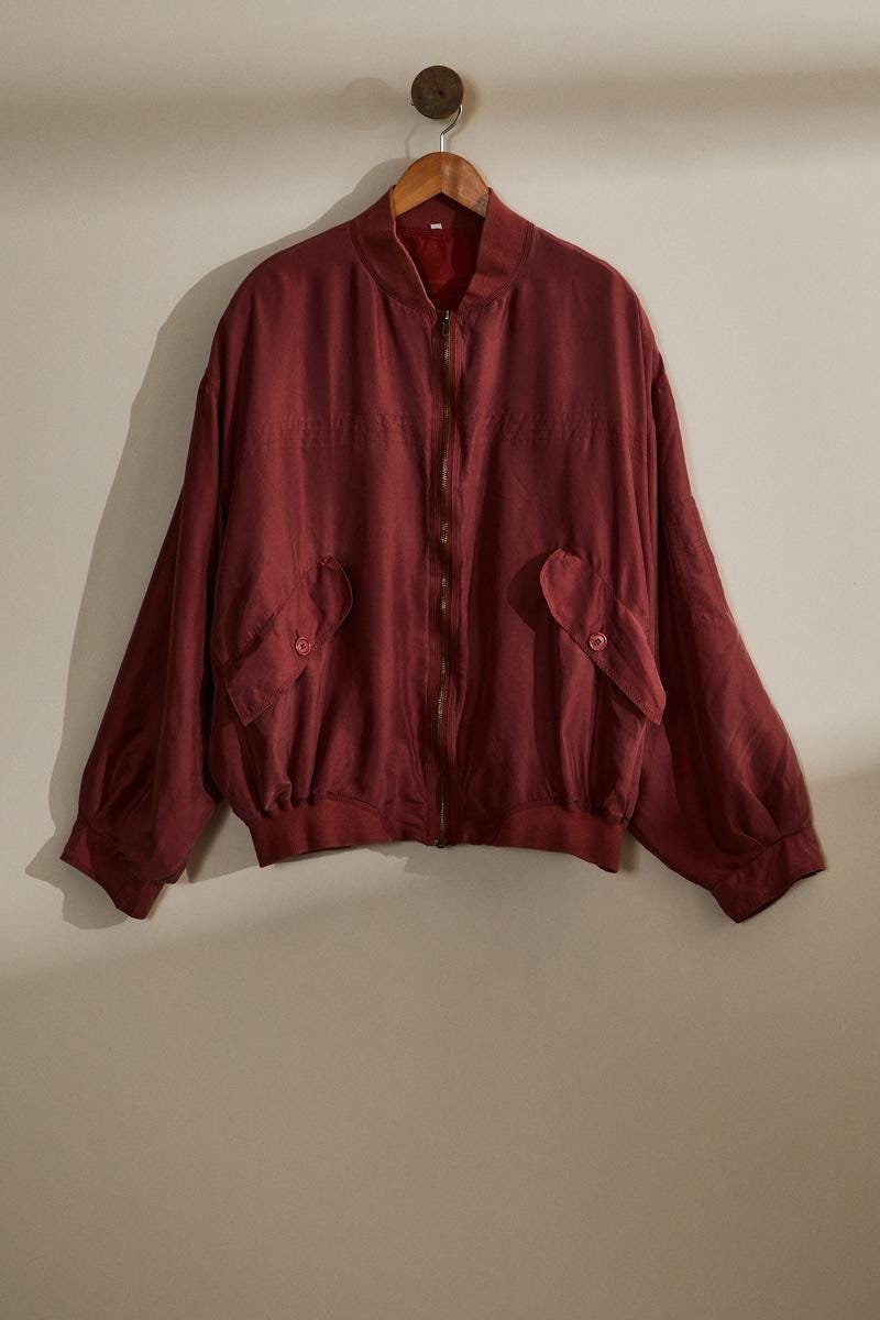 Pink vintage silk bomber jacket