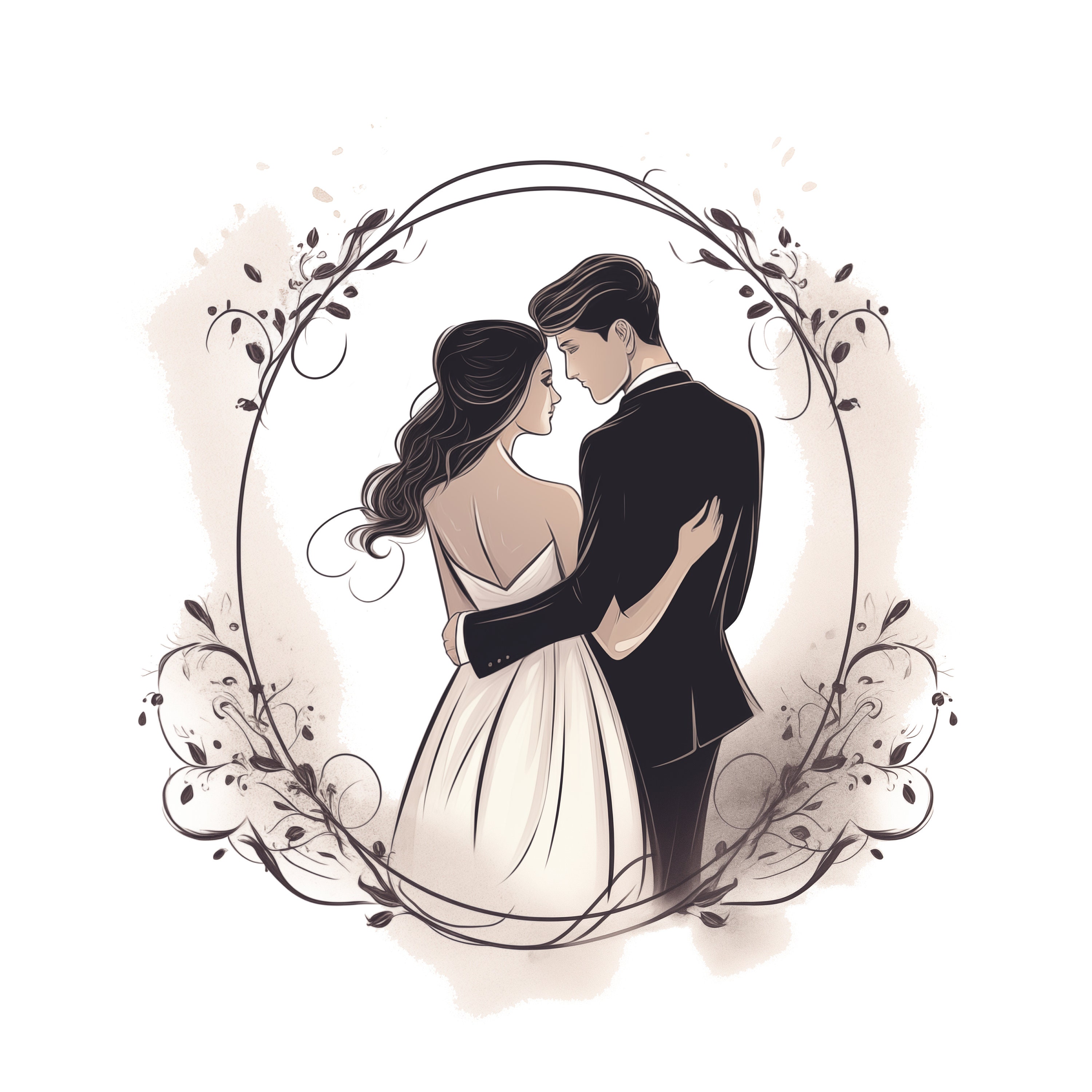 Bride and Groom Clipart Illustration Wedding PNG (digital Download) Etsy