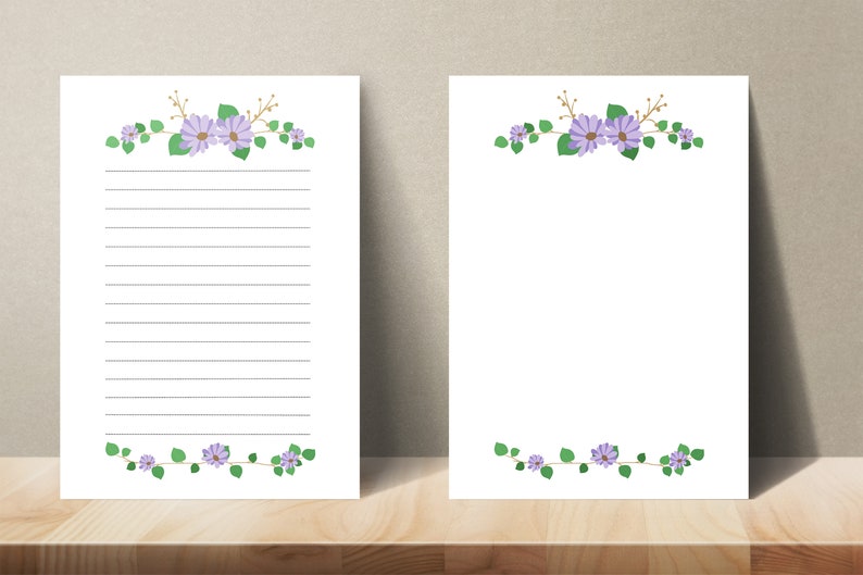 A4 Printable Writing Paper PRINTABLE Stationery Botanical Etsy