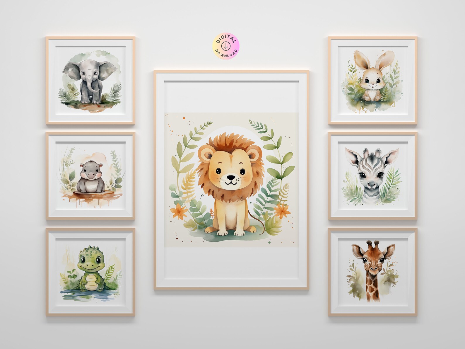 Watercolor Animal Clipart Bundle, 40 Designs, Safari & Baby Animals ...