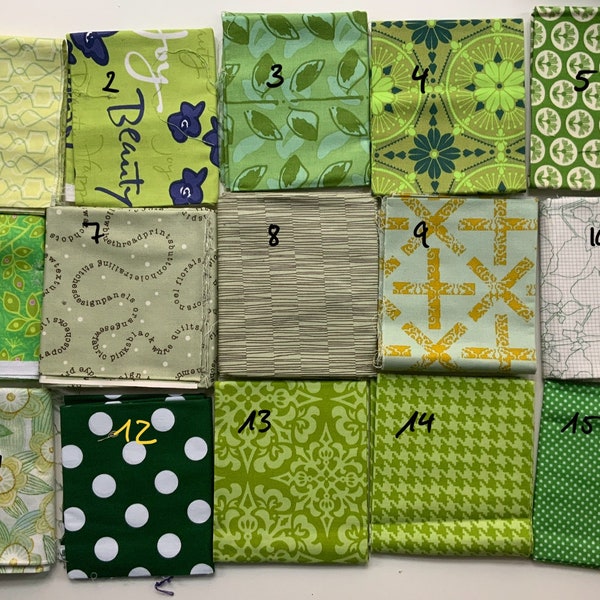 Vari tessuti per trapunte firmati fat quarter verde/blu fuori stampa