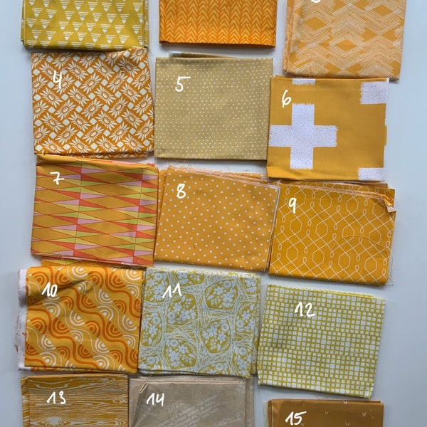 Various designer quilt fabrics fat quarter yellow out of print