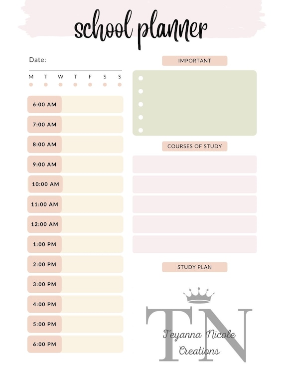 daily school planner