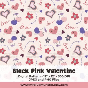 Modello digitale Pink Girly, confezione di carta d'amore con sfondo senza soluzione di continuità alla moda, download immediato commerciale del design tumbler stampabile estetico funky