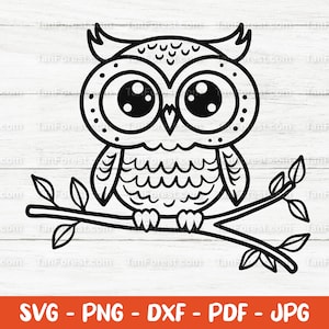 Hibou svg contour coupé fichier. Bébé hibou svg, svg chouette mignonne. Svg animal des bois. Oiseau svg. Svg kawaii. Fichiers de découpe pour Cricut et Silhouette.