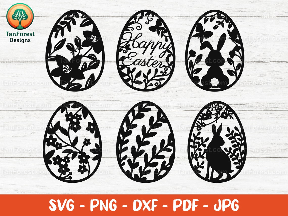 Floral Easter Egg SVG, Bunny Clipart, Vector Cut Files (digital ...