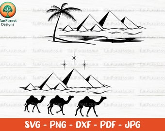Pyramids of Giza SVG, Set of Egyptian Landscape Cut Files