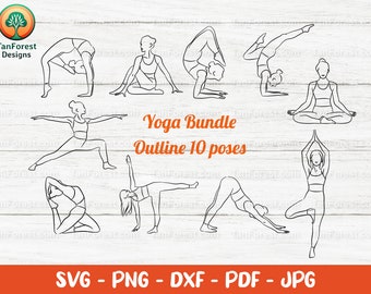 Yoga poses SVG Bundle, Outline yoga, Yoga pose svg, Yoga clipart, Woman yoga svg, Asana svg, Yoga cut files for Cricut & Silhouette.