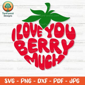Ich liebe dich Beere viel SVG - Niedliche Erdbeerherz geschnitten Datei für Cricut und Silhouette, Herzform Valentinstag Digital Design für Geschenke.