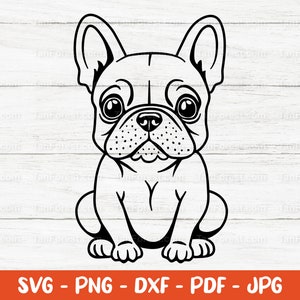 Arquivo de corte de contorno SVG do Bulldog Francês, Frenchie svg, Puppy svg, Cute Frenchie svg, Dog svg, Bulldog vector, Frenchie mom svg, Bulldog png, dxf