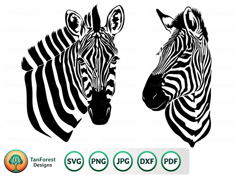 2 Zebras Svg Zebra Face Svg Zebra Head Svg Savannah Animal Etsy UK