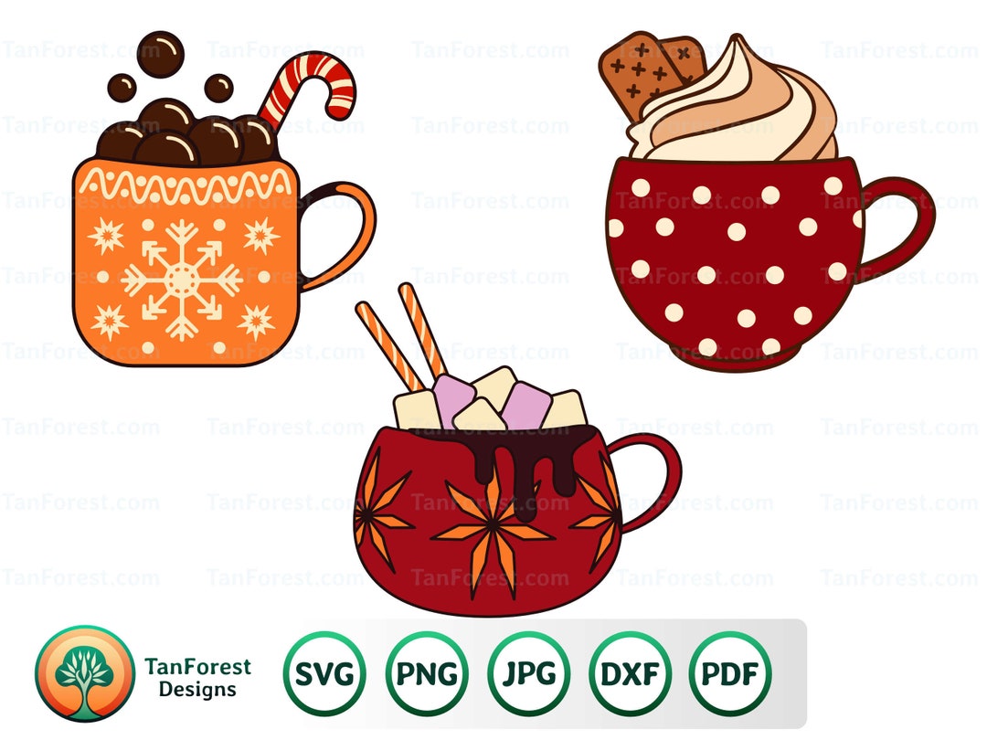 Hot Chocolate Mug Svg Layered and Outline Christmas Chocolate - Etsy