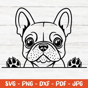 Peeking Frenchie SVG, Outline French Bulldog, Peeking dog, Cartoon drawing dog, Cute puppy svg. Cut files Cricut Silhouette, Svg, dxf, png.