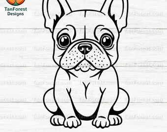 French Bulldog Outline SVG, Frenchie Puppy Clipart (Digital Download)