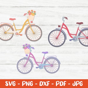 Bicicletta in formato SVG solida e a strati, Bici per ragazze con fiori in formato SVG, Bicicletta da donna in formato SVG, Bicicletta vintage, File di taglio per Cricut e Silhouette.