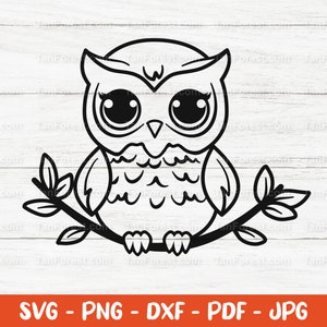 Uil SVG overzicht gesneden bestand. Baby uil SVG, schattige uil SVG. Bos dieren SVG. Vogel-svg. Kawaii-svg. Snijbestanden voor Cricut en Silhouette.