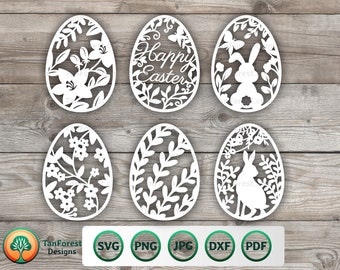 Easter egg SVG cut file. 6 Easter eggs vector designs. Easter clipart, Easter bunny, Floral Easter. Svg files for Cricut and Silhouette.