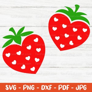 Coração de morango svg, Morangos svg, Love Strawbeery svg, Design de verão svg, Arquivos de corte para Cricut e Silhouette. Download Digital.