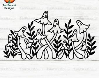 Whimsical Mushroom SVG | Forest Fungi Clipart | Cottagecore Outline Vector | Instant Digital Download for Crafts & Decor | Cricut Silhouette