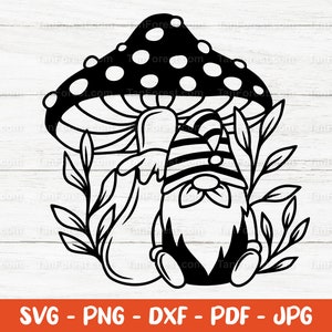 Fall gnome SVG outline. Autumn mushroom svg. Fungus svg. Kids shirt svg. Girl fall, boy fall. Svg, png, dxf Cut file for Cricut Silhouette