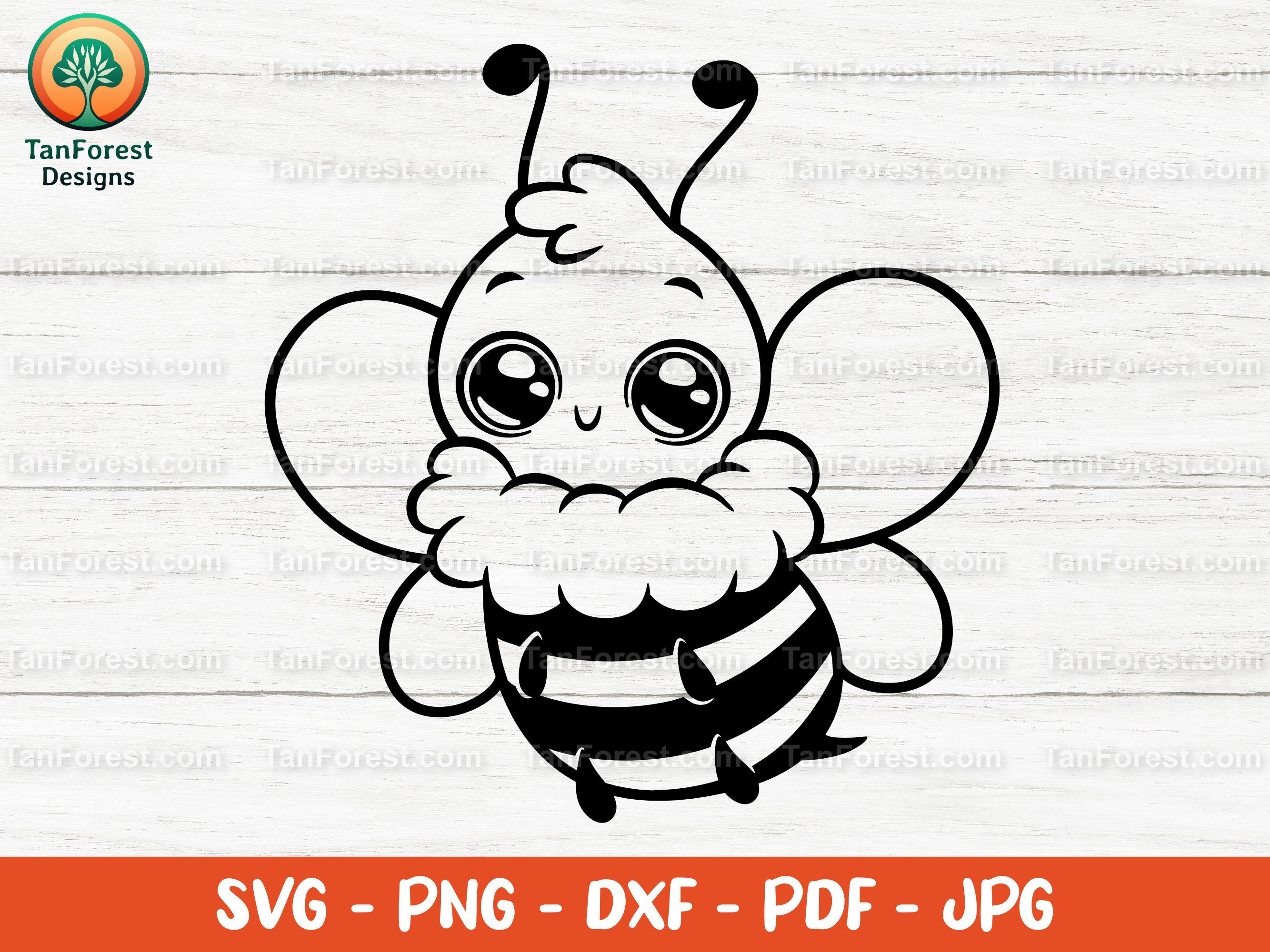 Cute Bee SVG PNG DXF Outline. Cut Files Cricut Silhouette. Honey Bee ...